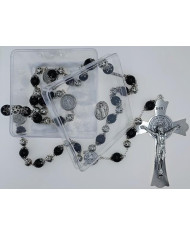 ROSARY WITH CAPS AND GLASS BEADS 12MM + ZAMAC SB WITH BOX