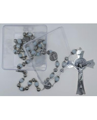ROSARY WITH CAPS AND GLASS BEADS 12MM + ZAMAC SB WITH BOX