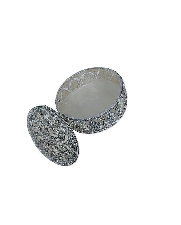 CAIXA METAL C/BRILHANTES REDONDA