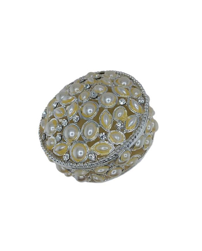 CAIXA METAL REDONDA COM PEROLAS