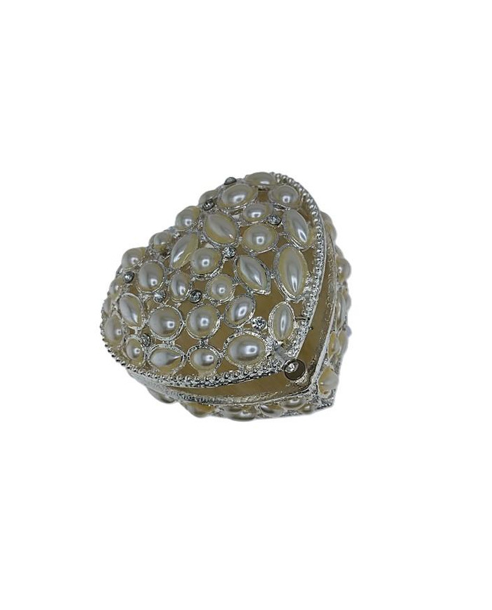 CAIXA METAL CORACAO COM PEROLAS