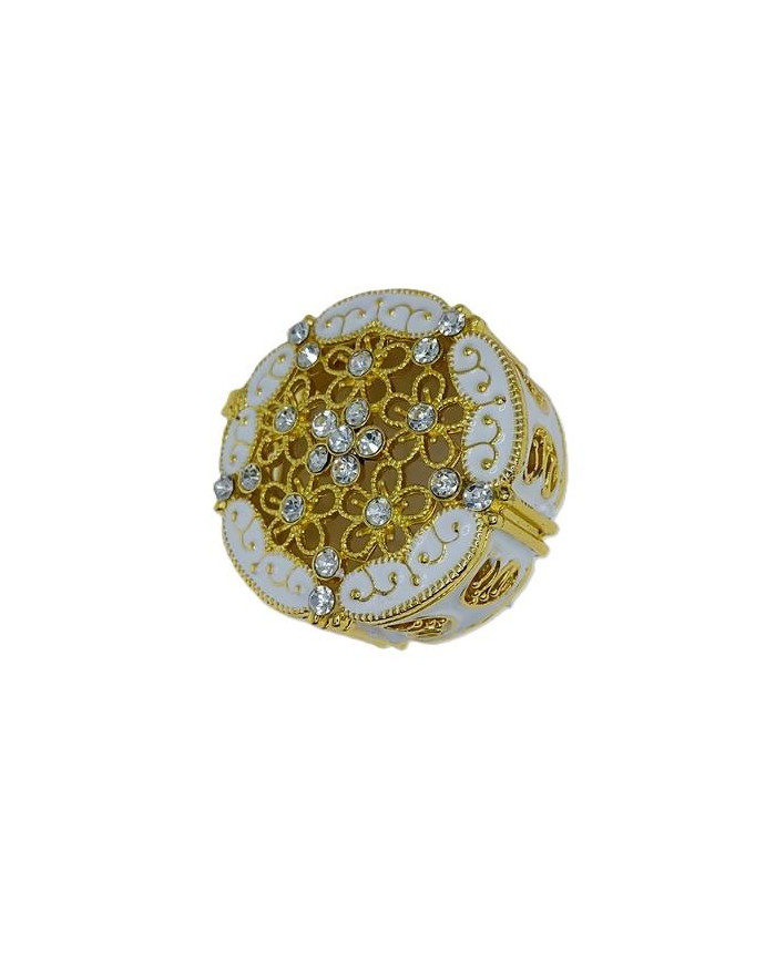 CAIXA METAL ARREDONDADA C/ BRILHANTES OURO