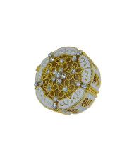 CAIXA METAL ARREDONDADA C/ BRILHANTES OURO