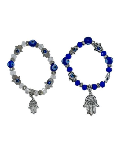 PULSEIRA ELASTICA OLHO TURCO VIDRO E CRISTAL