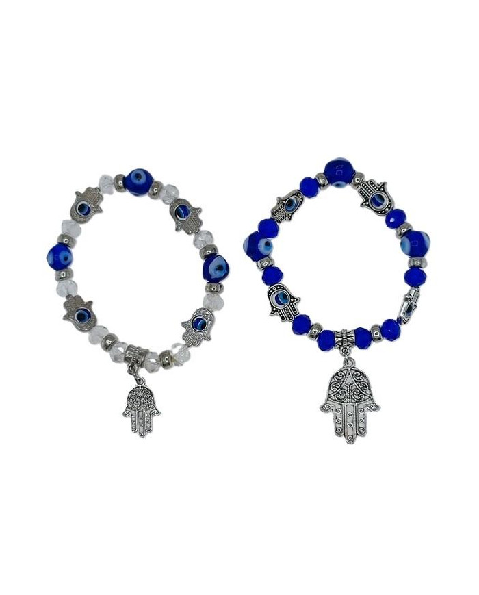 PULSEIRA ELASTICA OLHO TURCO VIDRO E CRISTAL