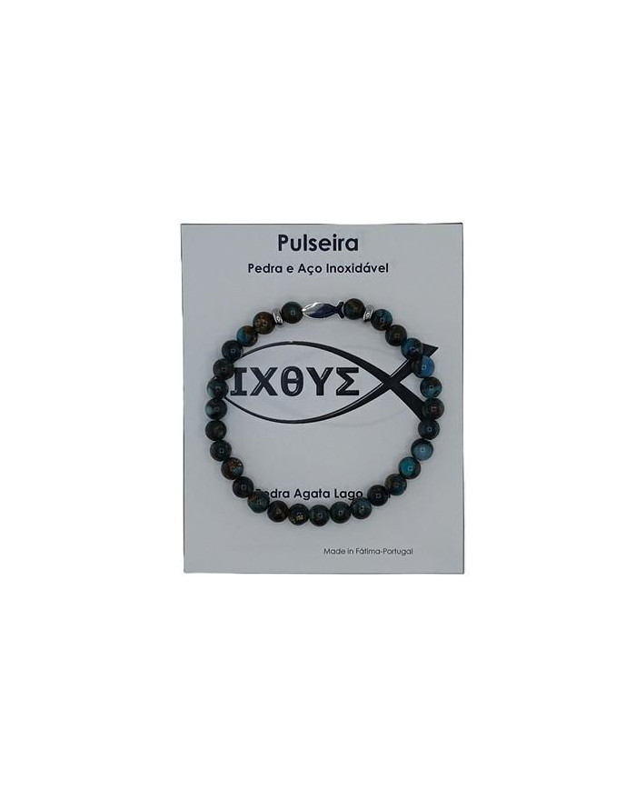 PUL ELAST PEIXE AGATA LAGO AZUL 6MM