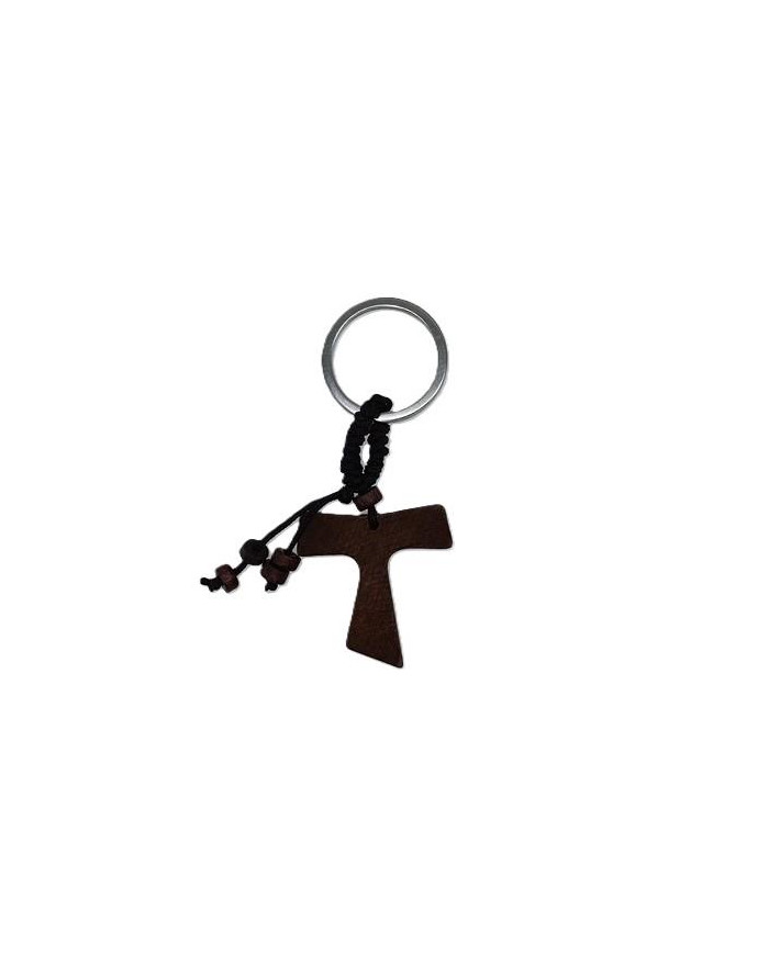 KEY HOLDER WITH TAU CROSS WOOD