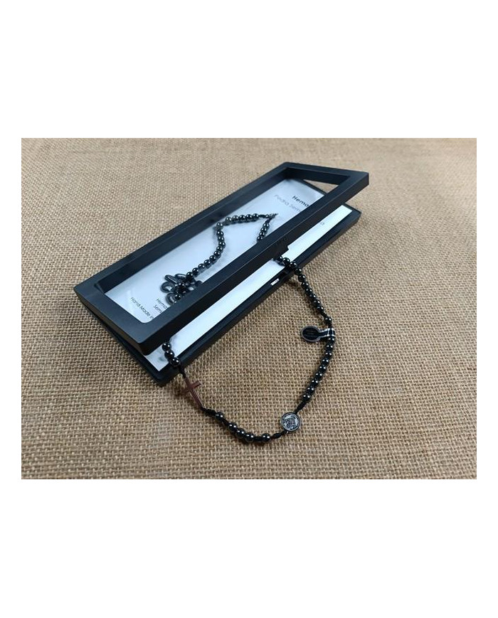 ROSARY NECKLACE IN HEMATITE 6MM IN CORD ML