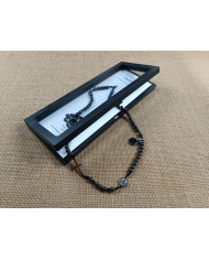 ROSARY NECKLACE IN HEMATITE 6MM IN CORD ML