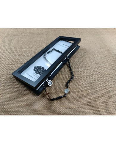 ROSARY NECKLACE IN HEMATITE 6MM IN CORD SB