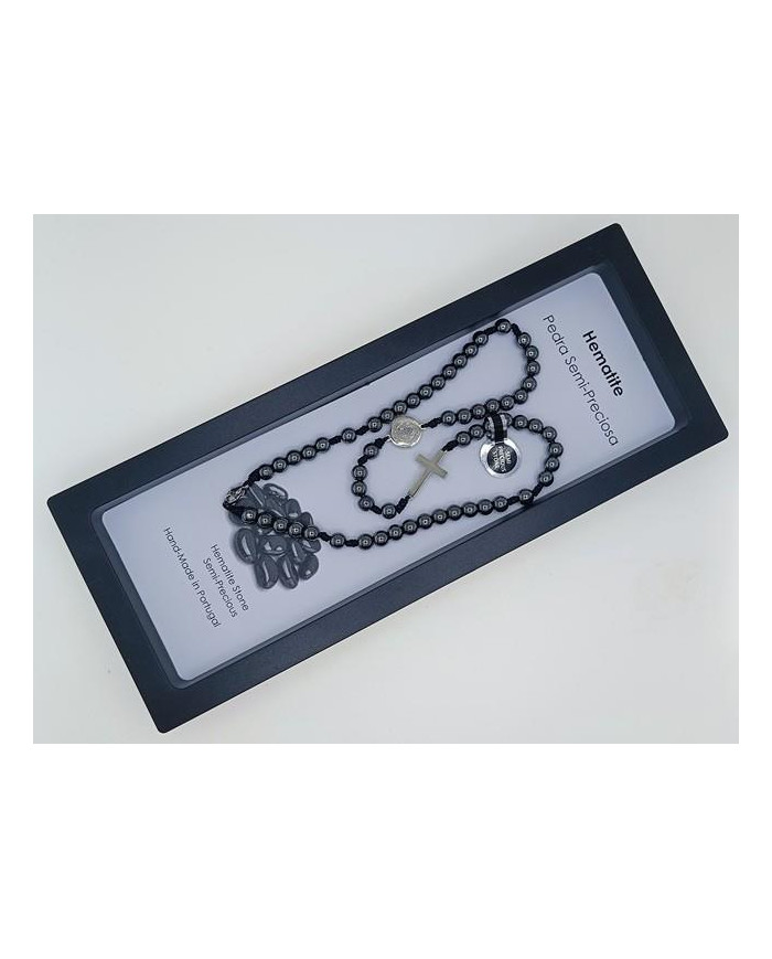 ROSARY NECKLACE IN HEMATITE 6MM IN CORD SB