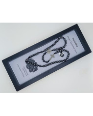 ROSARY NECKLACE IN HEMATITE 6MM IN CORD SB