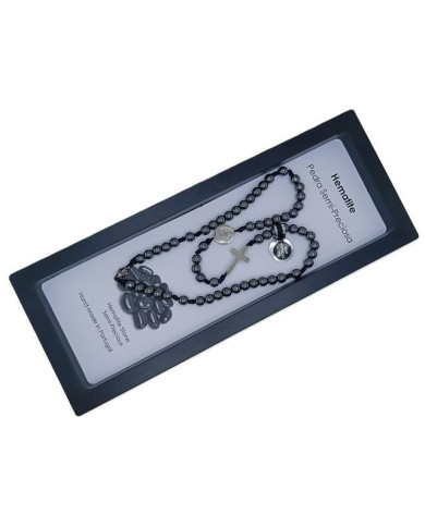 COLAR TERCO CORDEL HEMATITE 6MM P SB