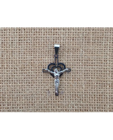 CRUZ ACO 38MM DESIGN CORACAO CRISTO