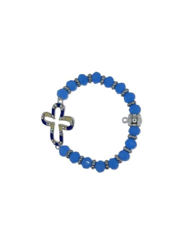 ELASTIC BRACELET WITH ENAMELED CROSS