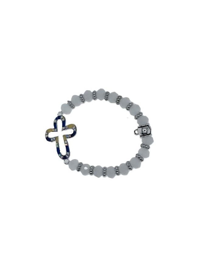 ELASTIC BRACELET WITH ENAMELED CROSS