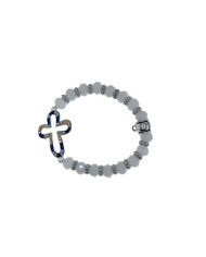 ELASTIC BRACELET WITH ENAMELED CROSS
