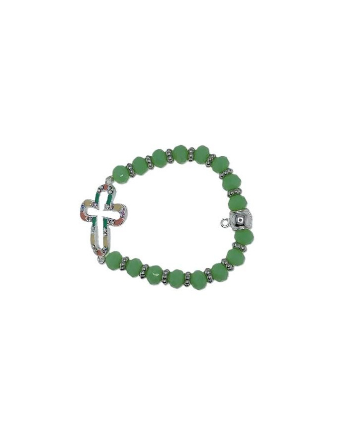 ELASTIC BRACELET WITH ENAMELED CROSS