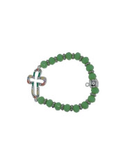 ELASTIC BRACELET WITH ENAMELED CROSS