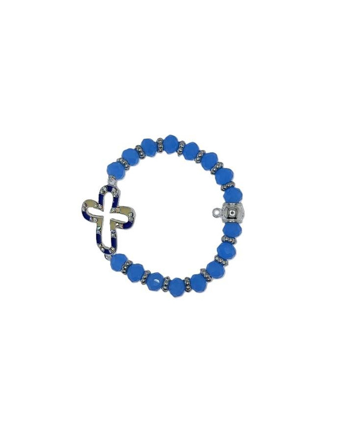 ELASTIC BRACELET WITH ENAMELED CROSS
