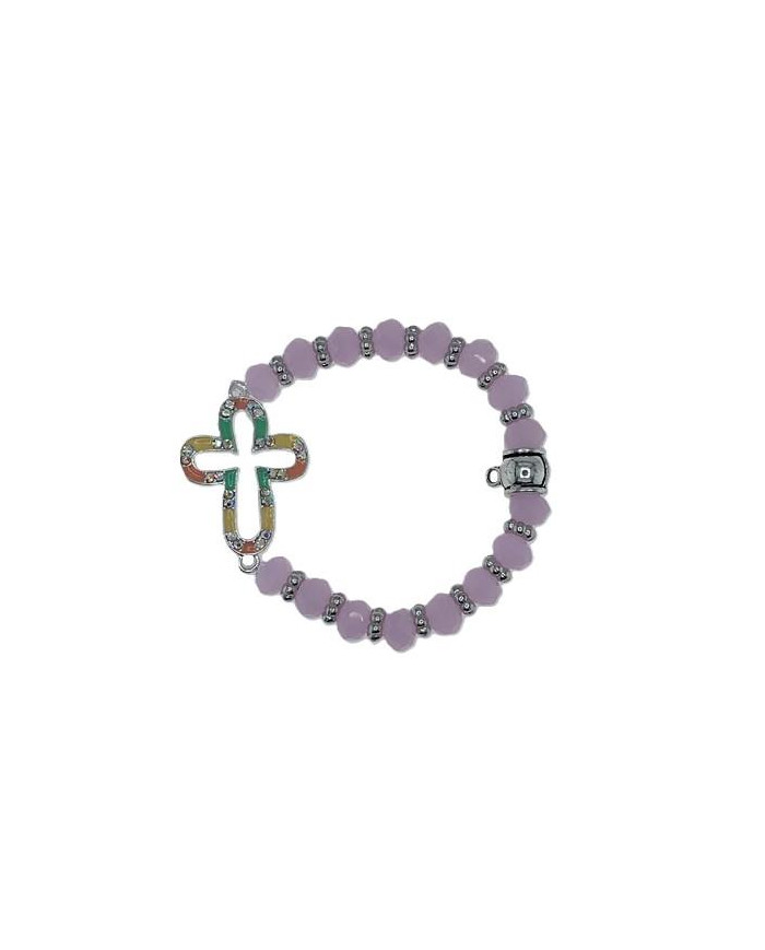 ELASTIC BRACELET WITH ENAMELED CROSS