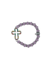 ELASTIC BRACELET WITH ENAMELED CROSS
