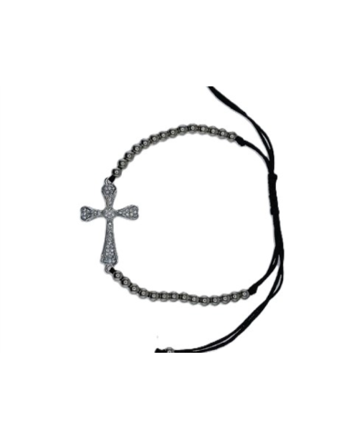 PULSEIRA FIO C/CRUZ ALARGADA ZIRCON/AÇO