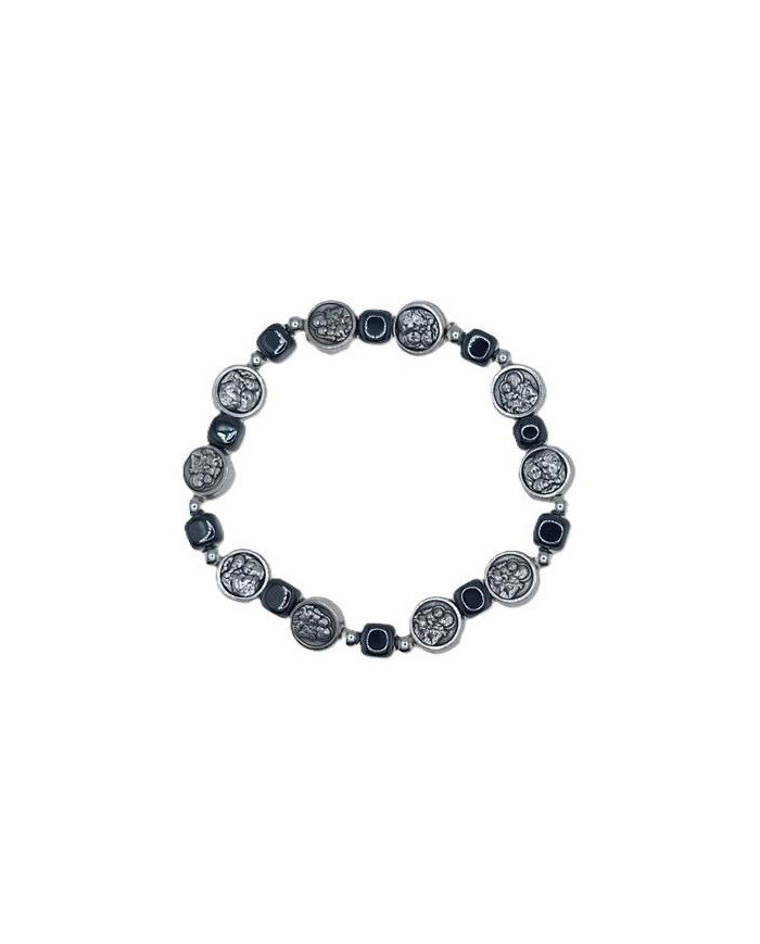 PUL DEZENA ELAST HEMATITE CUBO 6MM