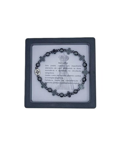 PUL DEZENA ELAST HEMATITE CRUZ 8MM