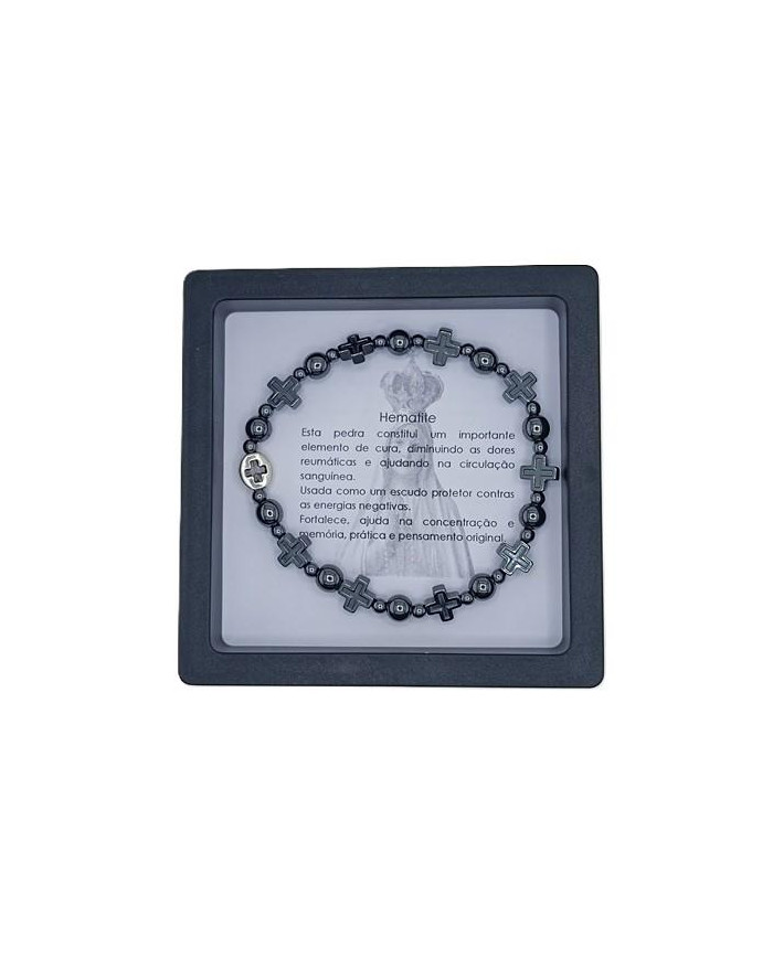 PUL DEZENA ELAST HEMATITE CRUZ 8MM