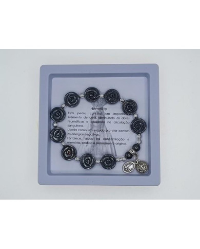 PUL DEZENA ELAST HEMATITE ROSA 12MM