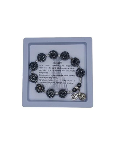 PUL DEZENA ELAST HEMATITE ROSA 12MM