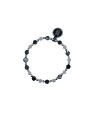 PUL DEZENA ELAST MADRE PEROLA 5MM E HEMATITE ROSA