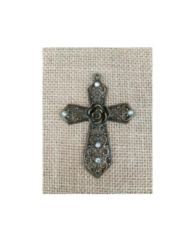 CRUZ ZAMAC FLOR 90MM BRONZE