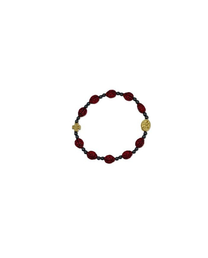 LADYBUG GLASS DECADE ELASTIC BRACELET 9X7MM ADULT