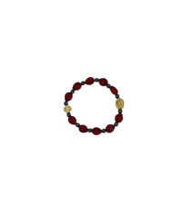 BRACELET DECADE ELASTIC BEADS GLASS LADYBUG 9X7MM FOR CHILDREN