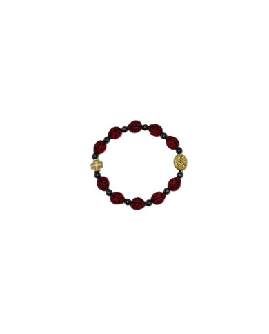 BRACELET DECADE ELASTIC BEADS GLASS LADYBUG 9X7MM FOR CHILDREN