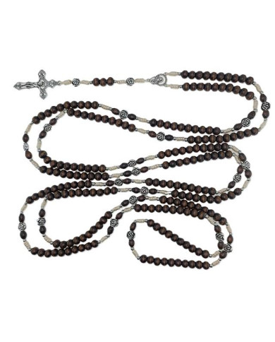 ROSARIO MADEIRA 8MM + ROSA