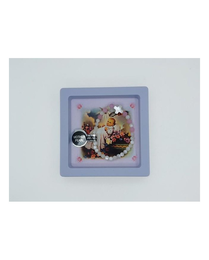 ELASTIC BRACELET WITH MOTHE OF PEARL 4MM FOR BAPTISM