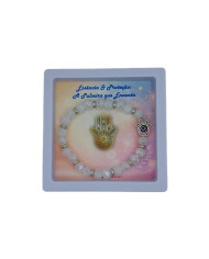 PULSEIRA ELAST MAO FATIMA CRISTAL 8X6MM