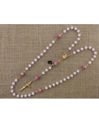 CRYSTAL ROSARY 8X6MM + GOLDEN SHAMBALA