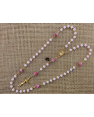 CRYSTAL ROSARY 8X6MM + GOLDEN SHAMBALA
