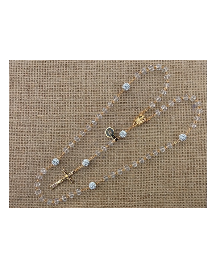 CRYSTAL ROSARY 8X6MM + GOLDEN SHAMBALA