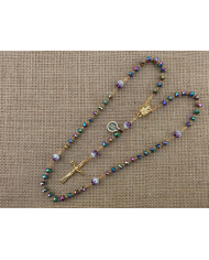 CRYSTAL ROSARY 8X6MM + GOLDEN SHAMBALA