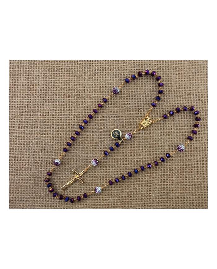 CRYSTAL ROSARY 8X6MM + GOLDEN SHAMBALA