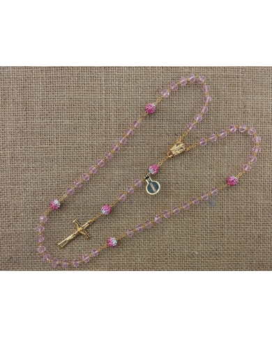 CRYSTAL ROSARY 8X6MM + GOLDEN SHAMBALA