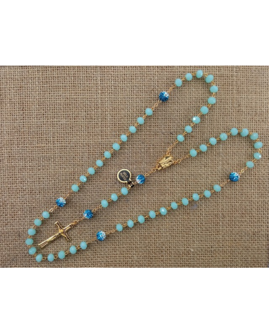 CRYSTAL ROSARY 8X6MM + GOLDEN SHAMBALA