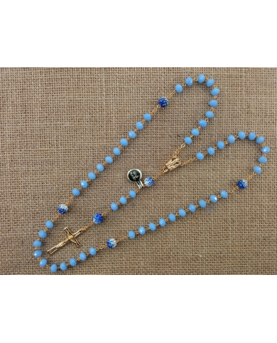 CRYSTAL ROSARY 8X6MM + GOLDEN SHAMBALA
