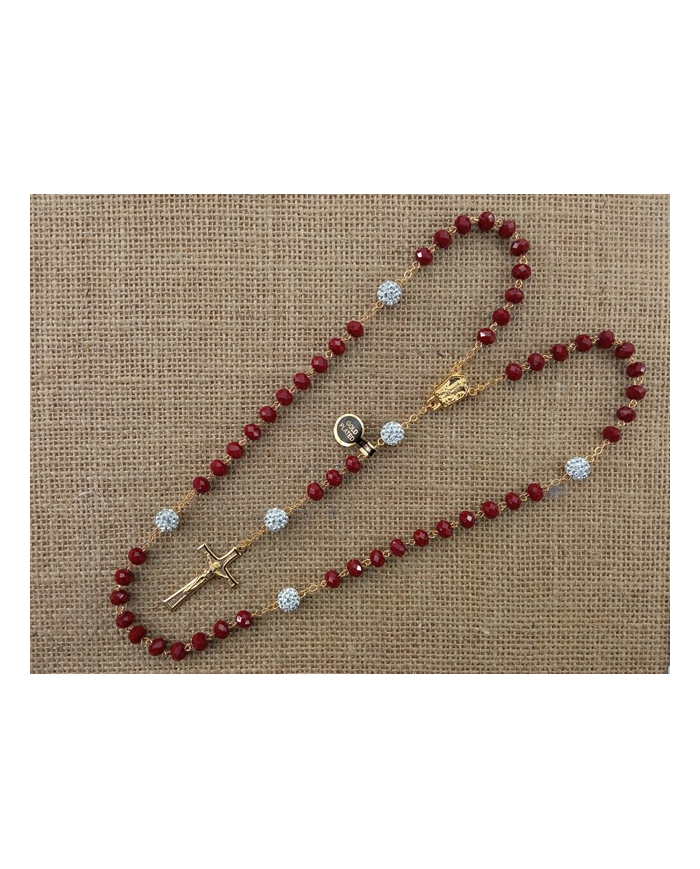CRYSTAL ROSARY 8X6MM + GOLDEN SHAMBALA