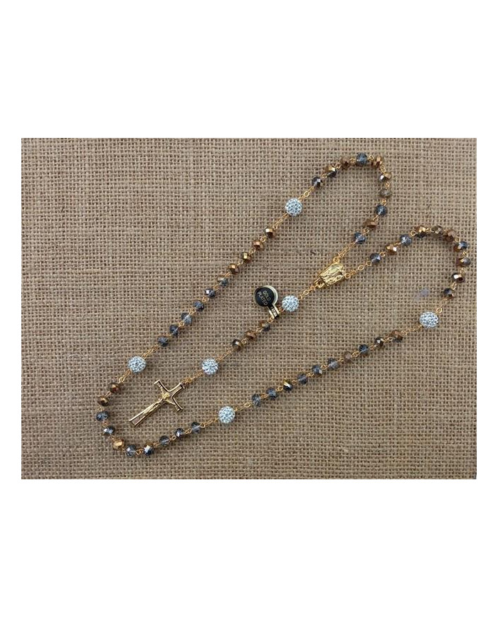 CRYSTAL ROSARY 8X6MM + GOLDEN SHAMBALA